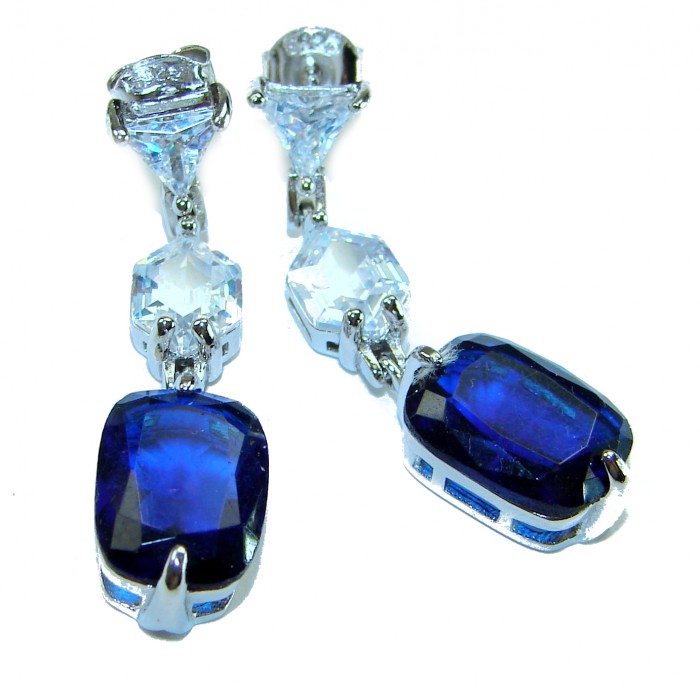 Blue Royalty 14.2 carat Sapphire .925 Sterling Silver earrings