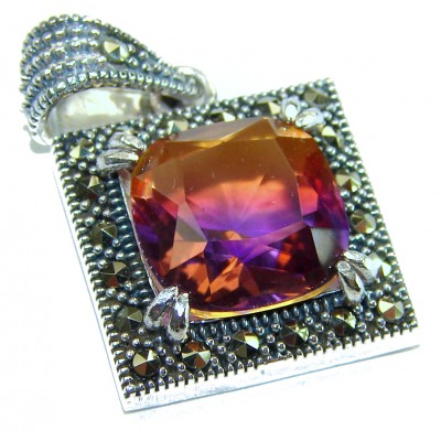 THE COLORS OF THE EARTH 11.5 carat Ametrine Marcasite .925 Sterling Silver handmade Pendant