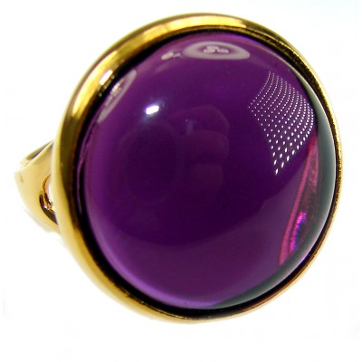 Purple Full Moon 21.2 carat Amethyst 14K Gold over .925 Sterling Silver Handcrafted Large Ring size 8