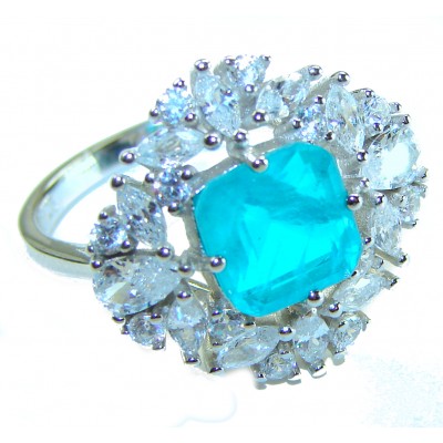 Vintage style - 4.5 carat Emerald .925 Sterling Silver handcrafted Statement ring size 7 1/2