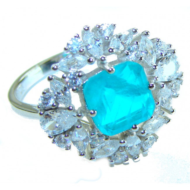 Vintage style - 4.5 carat Emerald .925 Sterling Silver handcrafted Statement ring size 7 1/2