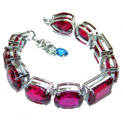 Passion - Magnificent 247.4 carat Red Ruby .925 Sterling Silver handcrafted Heavy Bracelet