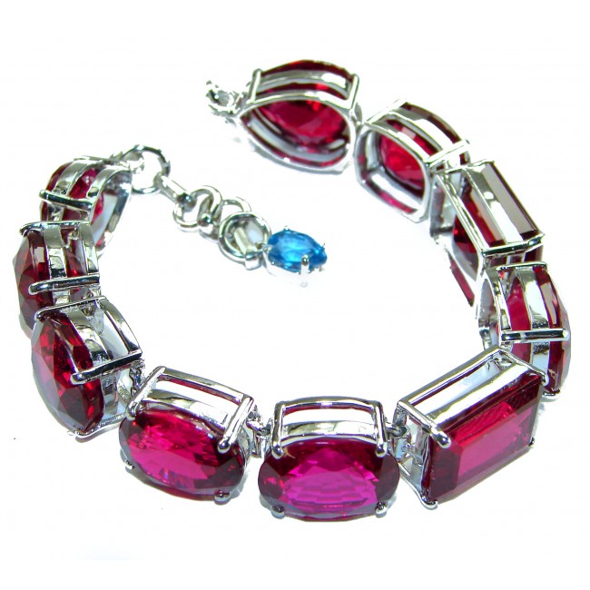 Passion - Magnificent 247.4 carat Red Ruby .925 Sterling Silver handcrafted Heavy Bracelet