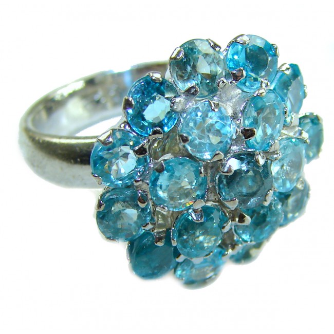 16.8 carat authentic Aquamarine .925 Sterling Silver Handcrafted Ring size 7 1/4