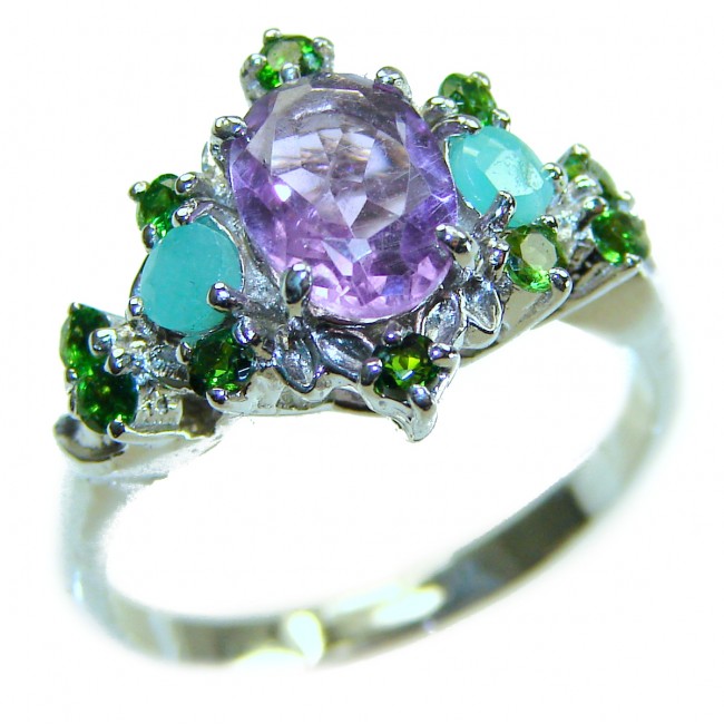 4.8 carat Purple Amethyst .925 Sterling Silver Handcrafted Ring size 8