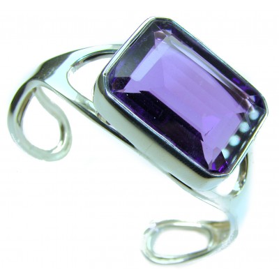 Real Treasure - Genuine 55.6 CARAT Amethyst REAL .925 Sterling Silver handcrafted Bracelet / Cuff