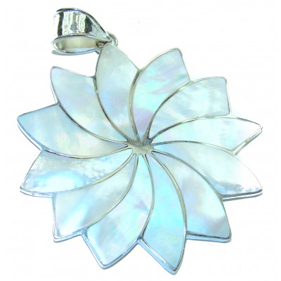 White Flower Natural Blister Pearl .925 Sterling Silver handmade Pendant