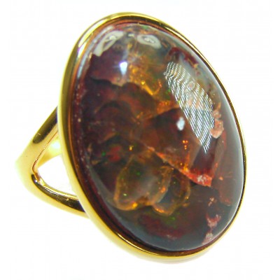 Queen of Fire best quality 22.4 carat Mexican Opal 18K Rose Gold over .925 Sterling Silver handmade ring 7