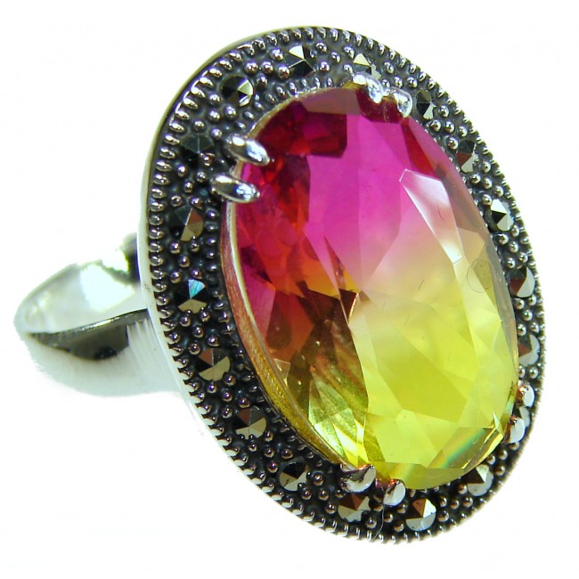 Tiffany 11.5 carat Ametrine Marcasite .925 Sterling Silver handmade Ring s. 9