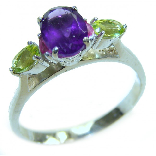 3.8 carat Purple Amethyst .925 Sterling Silver Handcrafted Ring size 9