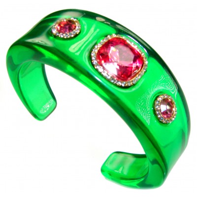 25.8 CARAT genuine Helenite Crystal Pink Topaz .925 Sterling Silver handcrafted Bracelet