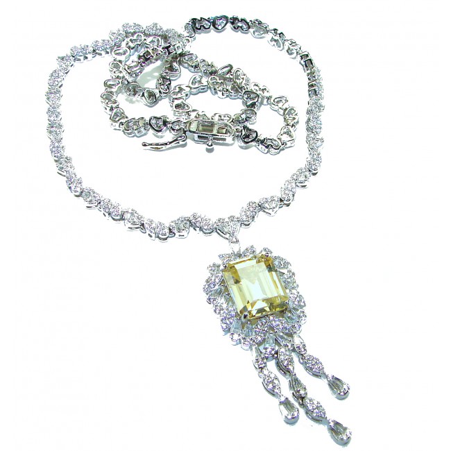 Vintage Beauty Authentic 22.5 carat Brazilian Citrine .925 Sterling Silver handcrafted 16 inches necklace
