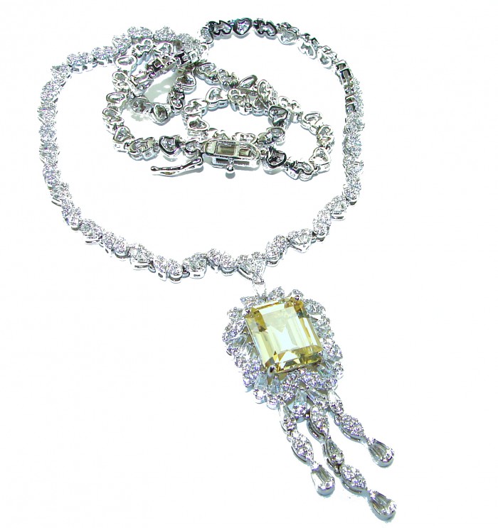 Vintage Beauty Authentic 22.5 carat Brazilian Citrine .925 Sterling Silver handcrafted 16 inches necklace