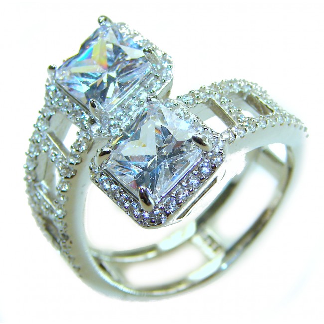 Pure Celestial Energy Natural 12.4 carat White Topaz .925 Sterling Silver handmade Statement Ring size 8