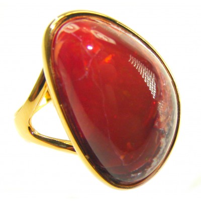 Queen of Fire best quality 25.4 carat Mexican Opal 18K Rose Gold over .925 Sterling Silver handmade ring 8 1/4