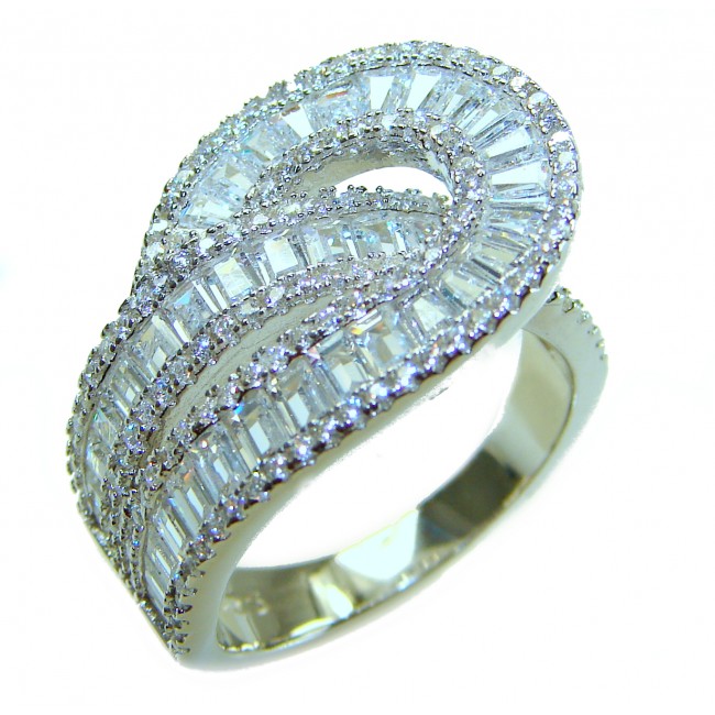 Pure Celestial Energy Natural 12.4 carat White Topaz .925 Sterling Silver handmade Statement Ring size 7 1/4