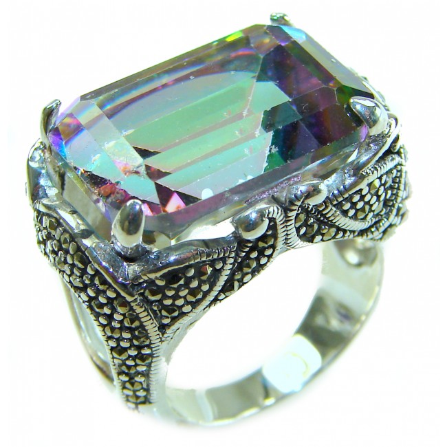 Big Dreamer Massive 25.8 carat Mystic Topaz .925 Sterling Silver handcrafted Large ring size 8