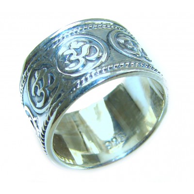 Mantra Large and Solid Bali made .925 Sterling Silver ring size 6 3/4