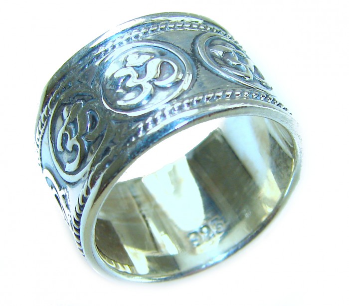 Mantra Large and Solid Bali made .925 Sterling Silver ring size 6 3/4