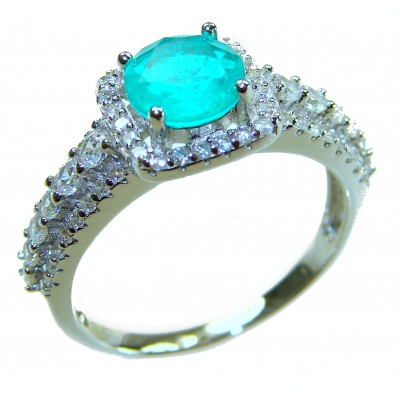 Gabriella - Luxurious 4.6 carat Emerald .925 Sterling Silver handcrafted Cocktail Ring s. 8 1/4
