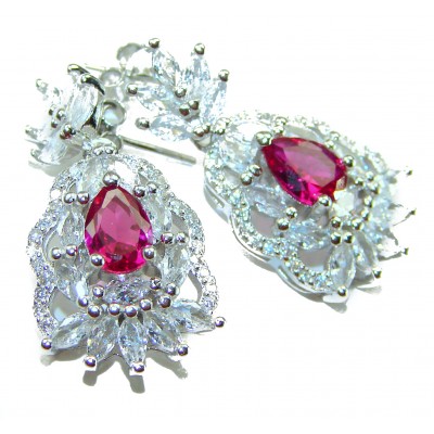 Magnificent Jewel 10.5 carat Ruby .925 Sterling Silver handcrafted incredible earrings