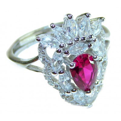 Real Beauty Natural 10.9 carat Ruby .925 Sterling Silver handmade Statement Ring size 7