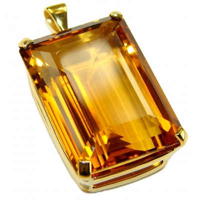 Luxury genuine 49.5 CARAT Champagne Topaz .925 Sterling Silver dipped in 18K Gold handmade Pendant