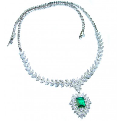 Giovanna - Authentic 15.9 carat Emerlad .925 Sterling Silver handcrafted Statement necklace