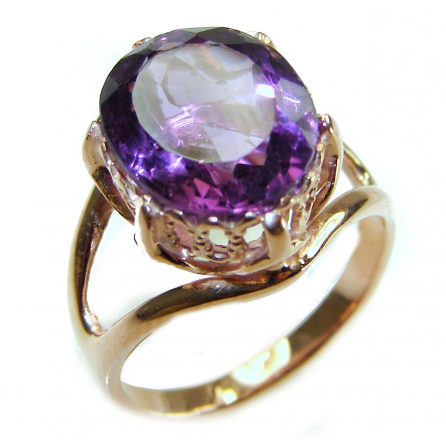 Purple Royalty 25.5 carat Amethyst .925 Sterling Silver dipped in 18K Gold over Handcrafted Ring size 8