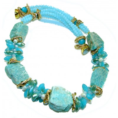 Authentic rough Aquamarine .925 Sterling Silver 114.2 grams handmade Bohemian Style necklace