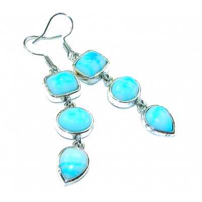 Precious Blue Larimar .925 Sterling Silver handmade earrings