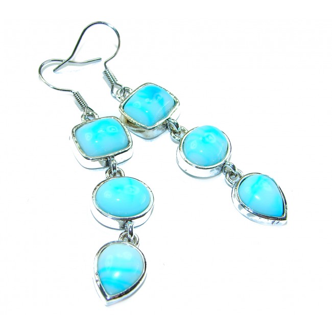 Precious Blue Larimar .925 Sterling Silver handmade earrings