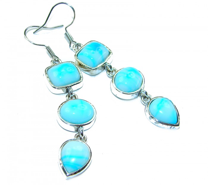 Precious Blue Larimar .925 Sterling Silver handmade earrings