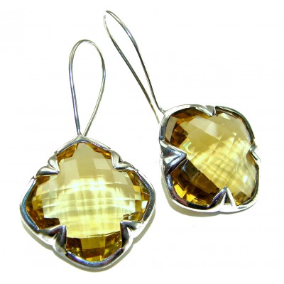 Summer Friday 25.8 carat Lemon Quartz .925 Sterling Silver handcrafted Statement Earrings