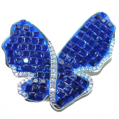 Butterfly - Vintage Design - 27.2 carat Sapphire .925 Sterling Silver handcrafted Brooch