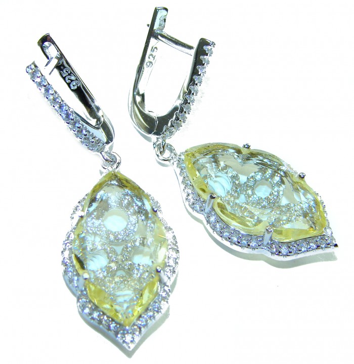 Costa del Sol 15.8 carat Lemon Quartz .925 Sterling Silver handcrafted Statement Earrings