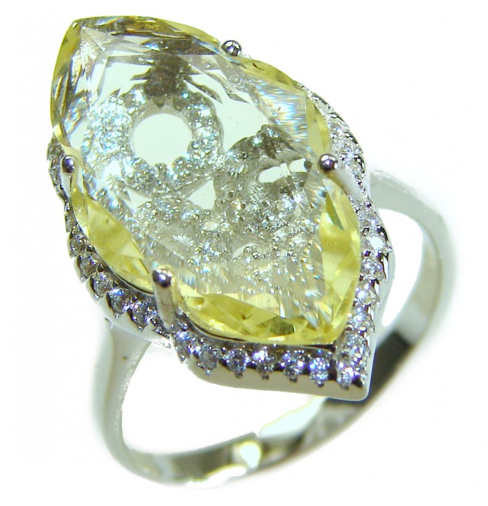 Costa del Sol 8.8 carat Lemon Quartz .925 Sterling Silver handcrafted Statement Handcrafted Ring size 6