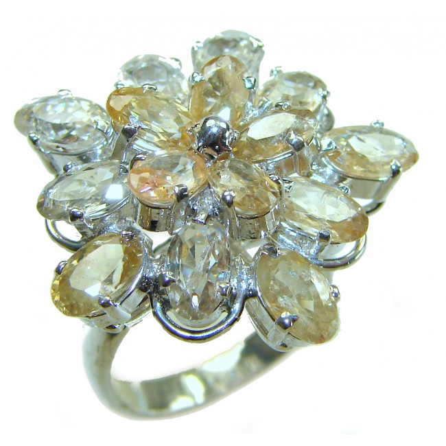 Liliana 33.5 carat Champagne Smoky Topaz .925 Sterling Silver Oversized Ring size 8 1/2