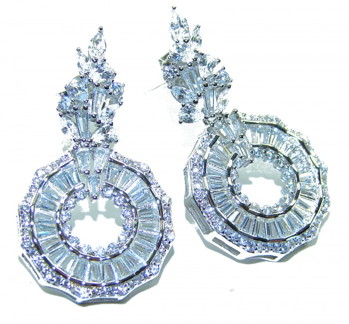 Art Deco - Luxurious natural 12.5 carat White Topaz .925 Sterling Silver Perfectly handcrafted Earrings
