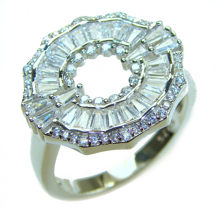 Art Deco 11.2 carat White Topaz .925 Silver handcrafted Cocktail Ring s. 7