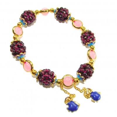 Sweet Berries authentic 18.5 carat Tourmaline 14K Gold over .925 Sterling Silver handmade stretch Bracelet