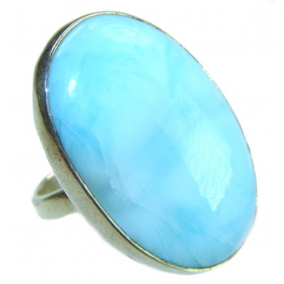 Large Blue Perfection Blue Larimar .925 Sterling Silver handmade Large ring size 7
