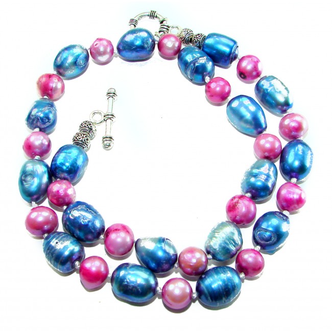 Wonderland authentic Mother of Pearl .925 Sterling Silver handcrafted STATEMENT Necklace