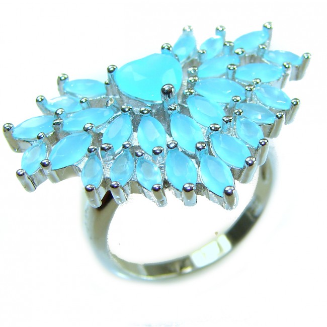 Emily 17.5 carat Aquamarine .925 Sterling Silver handmade Statement Ring size 7 1/2
