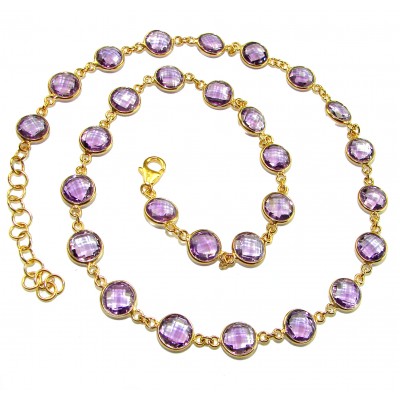 A Heritage in Bloom - Italy made 28.5 carat Amethyst .925 Sterling Silver dipped in 18K Gold handmade necklace