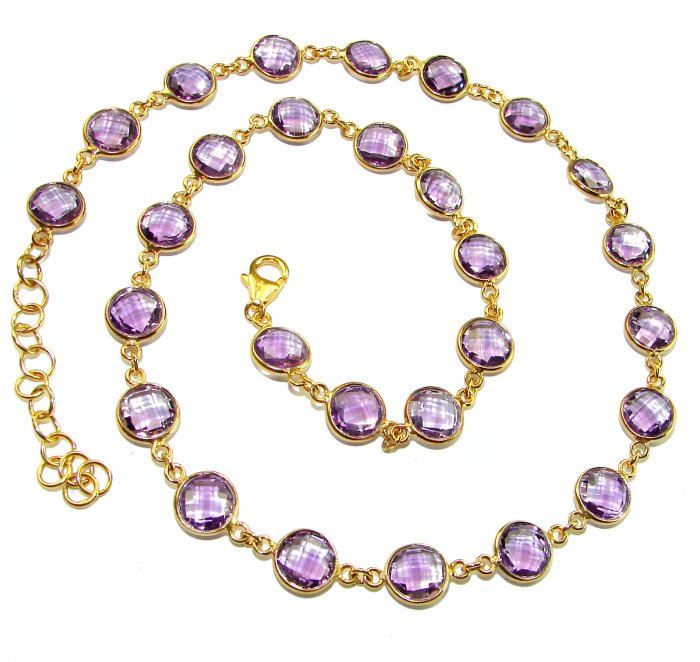 A Heritage in Bloom - Italy made 28.5 carat Amethyst .925 Sterling Silver dipped in 18K Gold handmade necklace - video
