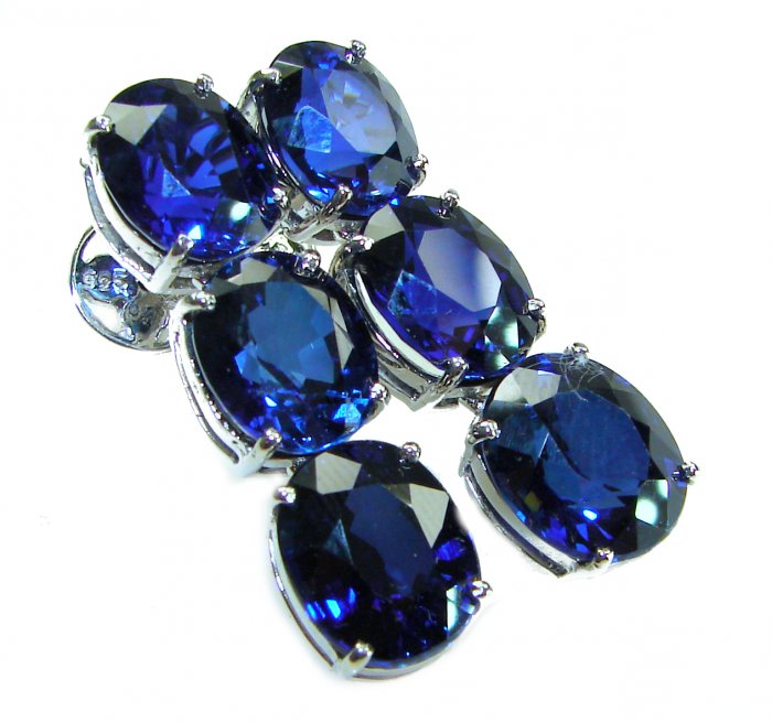 Oceania - Deep Ocean 22.5 carat London Blue Topaz .925 Sterling Silver handmade Statement earrings - video