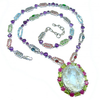 Giovanna Great quality authentic 39.5 carat White Topaz .925 Sterling Silver handmade handcrafted Necklace