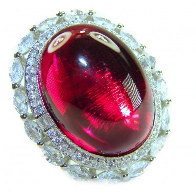 Bella Rosa Genuine 28.5 CARAT Star Ruby .925 Sterling Silver Large Statement Ring size 7