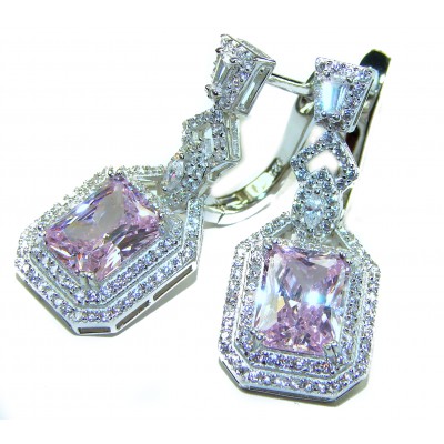 Isabella - Light Pastel 12.9 carat Kunzite .925 Sterling Silver handcrafted earrings